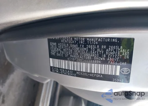 2004 Toyota Avalon Xls из США, поврежденный, VIN 4T1BF28B54U388894